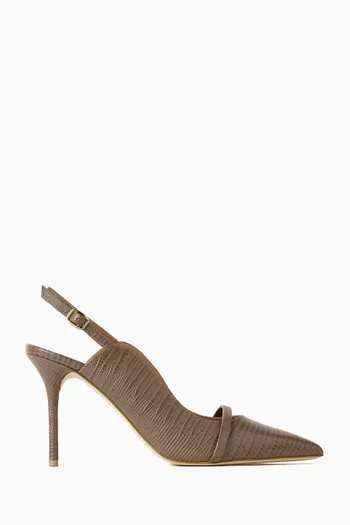 Marion 85 Slingback Pumps in Lizard-embossed Leather