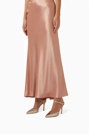 حذاء يولا مفتوح من الخلف بكعب 90 مم جلد لامع