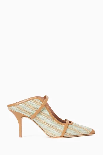 Maureen 70 Mules in Striped Raffia