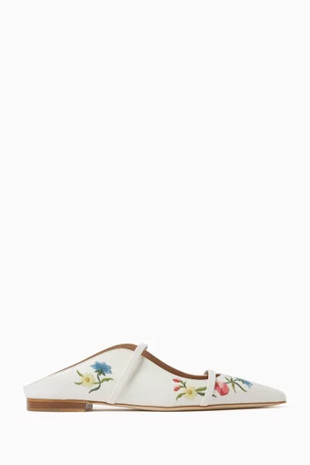 Maureen Floral Flat Slippers in Nappa
