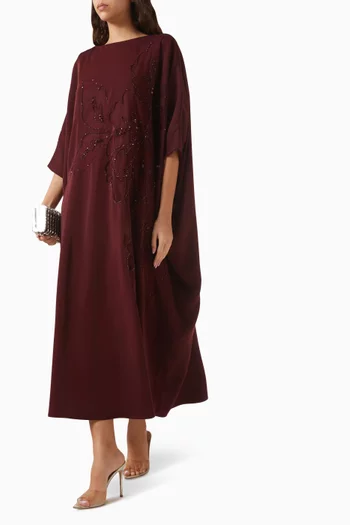 Bead-embellished Kaftan in Crepe
