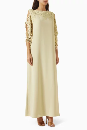 Embellished Cut-out Kaftan in Crepe