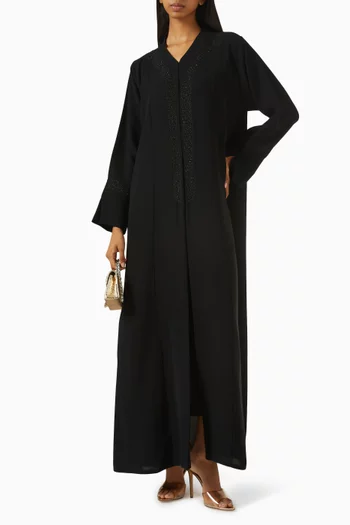 Thread-embroidered Abaya in Crepe