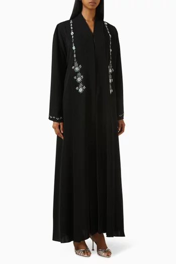 Bead-embellished Abaya in Nada