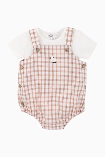 Clayton Gingham Romper Set in Cotton