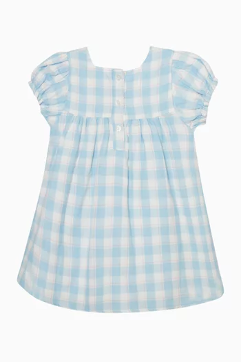 فستان بوني مطرز بنقشة غينغهام  قطن