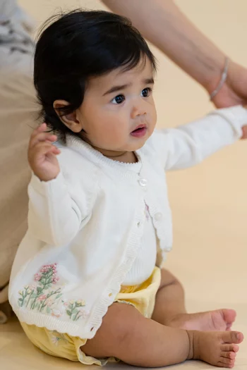 Bonnie Floral-embroidered Cardigan in Cotton-knit