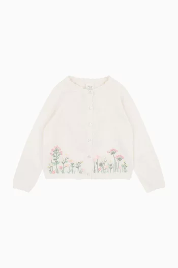 Bonnie Floral-embroidered Cardigan in Cotton-knit