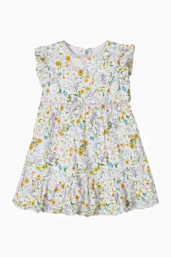 فستان زارا بنقشة زهور قطن