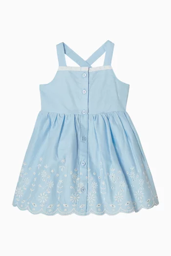 فستان زارا بتطريز إنجليزي قطن