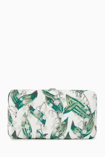 كلاتش بنقشة ليلي بيلز بتصميم ناعم مستطيل مرصع بالكريستال