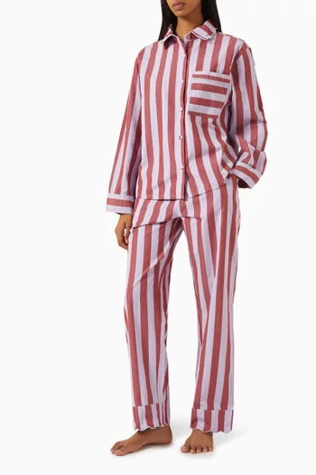 طقم بيجاما قميص وبنطال قطن