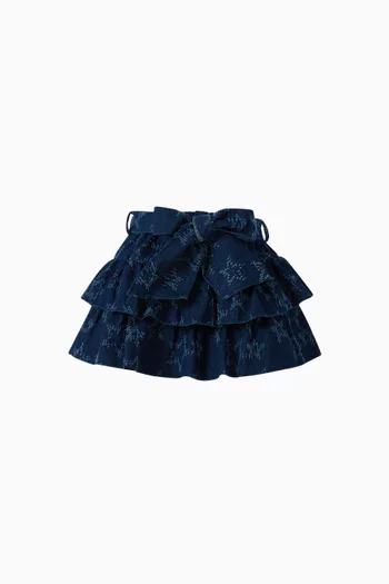 Ruffle Star-motif Skirt in Denim