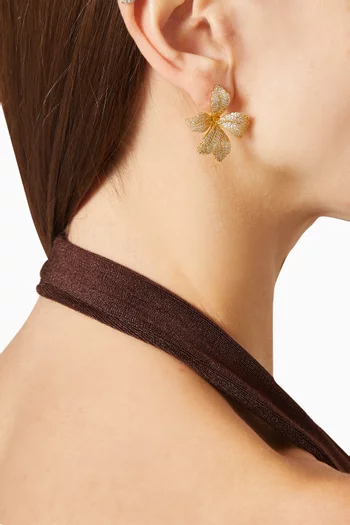 Orchid Bloom Stud Earrings in 18kt Gold-plated