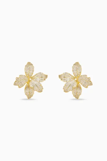 Orchid Bloom Stud Earrings in 18kt Gold-plated