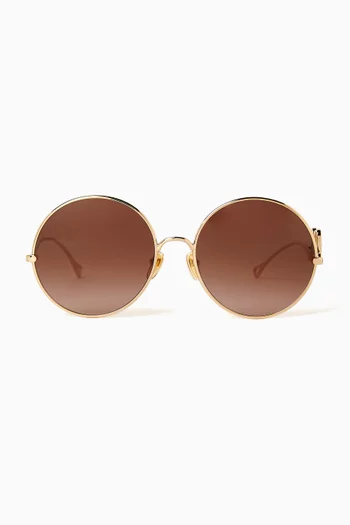 Oversized Round Sunglasses in Metal