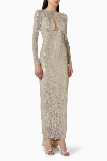 فستان سهرة مطرز بالترتر