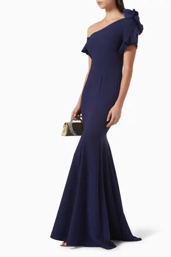 One-shoulder Mermaid Gown in Stretch-crepe