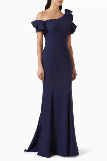 One-shoulder Mermaid Gown in Stretch-crepe