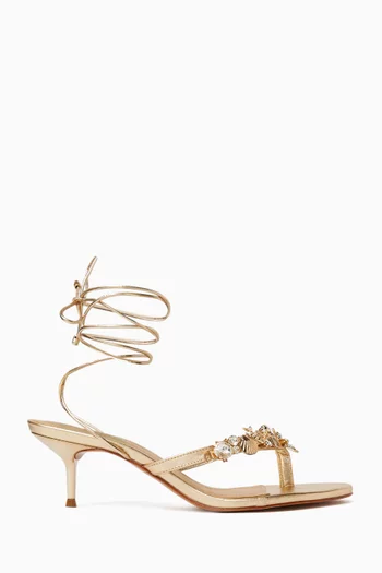 Embellished Lace-up Sandals in Leather