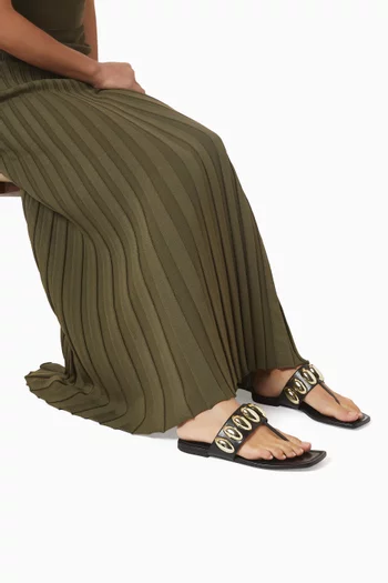 حذاء مفتوح هاي سمر I بتصميم مزين جلد