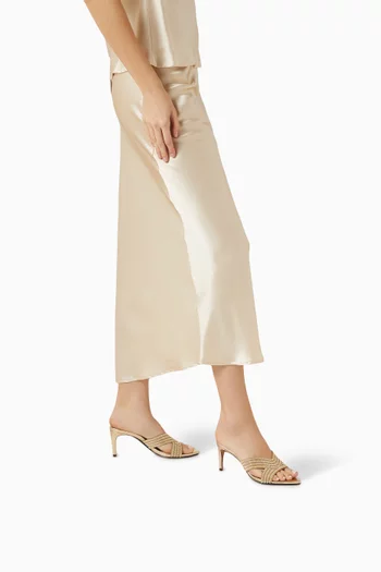 75 Crystal-embellished Mule Sandals in Metallic Leather