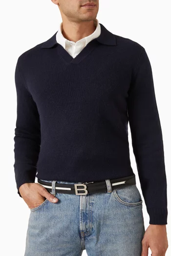 Bising Reversible Belt in Leather & Canvas