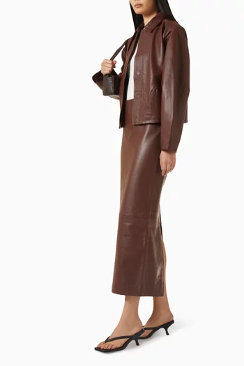 تنورة بقصة مستقيمة جلد ماعز