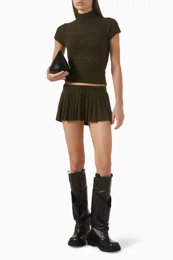 تنورة قصيرة منسوجة بغرزة الضفيرة