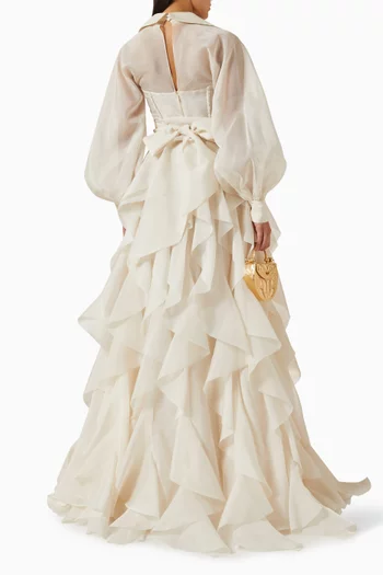 Jerome Ruffle Gown in Organza