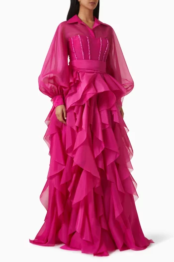 Jerome Ruffle Gown in Organza