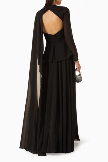 فستان نرجس بكاب وظهر مكشوف كريب شيفون