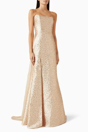 فستان سهرة ليك بتطريزات ميكادو تفتا