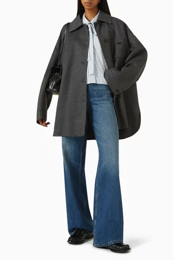 قميص بنقشة مخططة قطن بوبلين