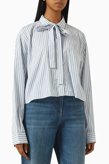 قميص بنقشة مخططة قطن بوبلين