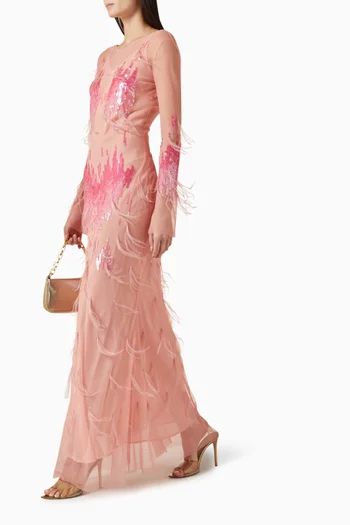 Sequin-embellished Feather Dress