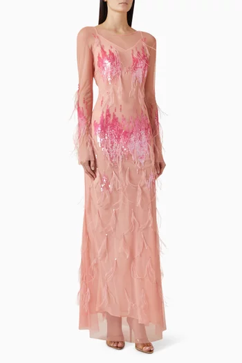 Sequin-embellished Feather Dress