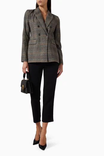 جاكيت بصفي أزرار ونقشة مربعات