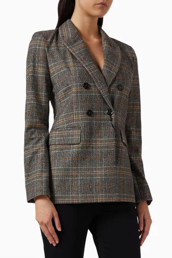 جاكيت بصفي أزرار ونقشة مربعات