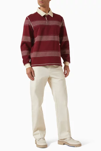 Editor Striped Rugby Polo Shirt in Cotton