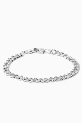 Martellato Curb Chain Bracelet in Rhodium-plated Sterling Silver