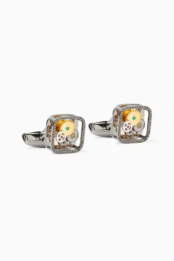 أزرار أكمام بتصميم تروس مرصعة بالماس