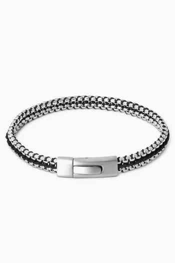 Tris Button Bracelet in Stainless Steel