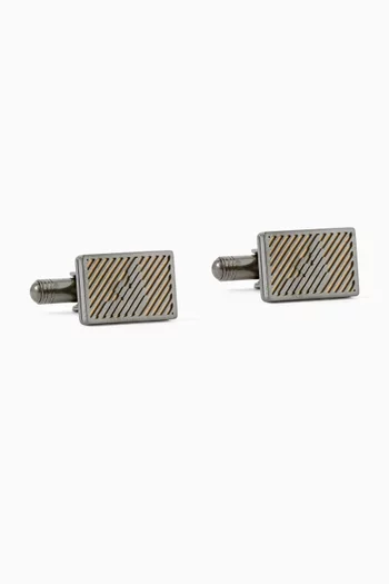 Logo Cuff Links in Stainless Steel