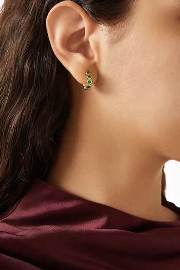 أقراط دائرية تنس صغيرة نحاس مطلي ذهب عيار 18