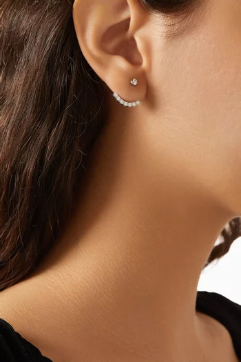 Tennis Ear Jacket Stud Earrings in Sterling Silver