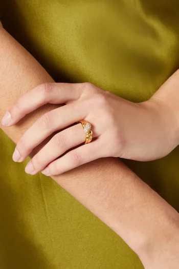 Molten Snow Double Crystal Ring