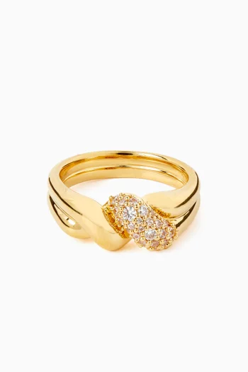 Molten Snow Double Crystal Ring