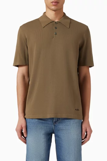 تي شيرت بولو بشعار الماركة بحياكة إنتارسيا قطن