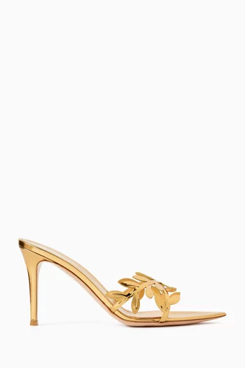 Flavia 85 Mule Sandals in Metallic Leather